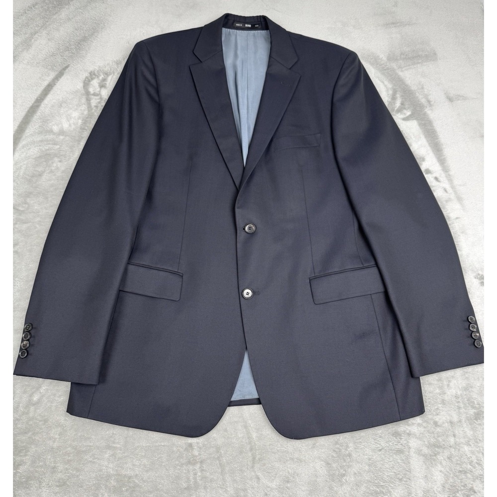 Hugo Boss Blue Wool Suit Jacket Mens 42L‎ Guabello Biotech Sport Blazer Italy